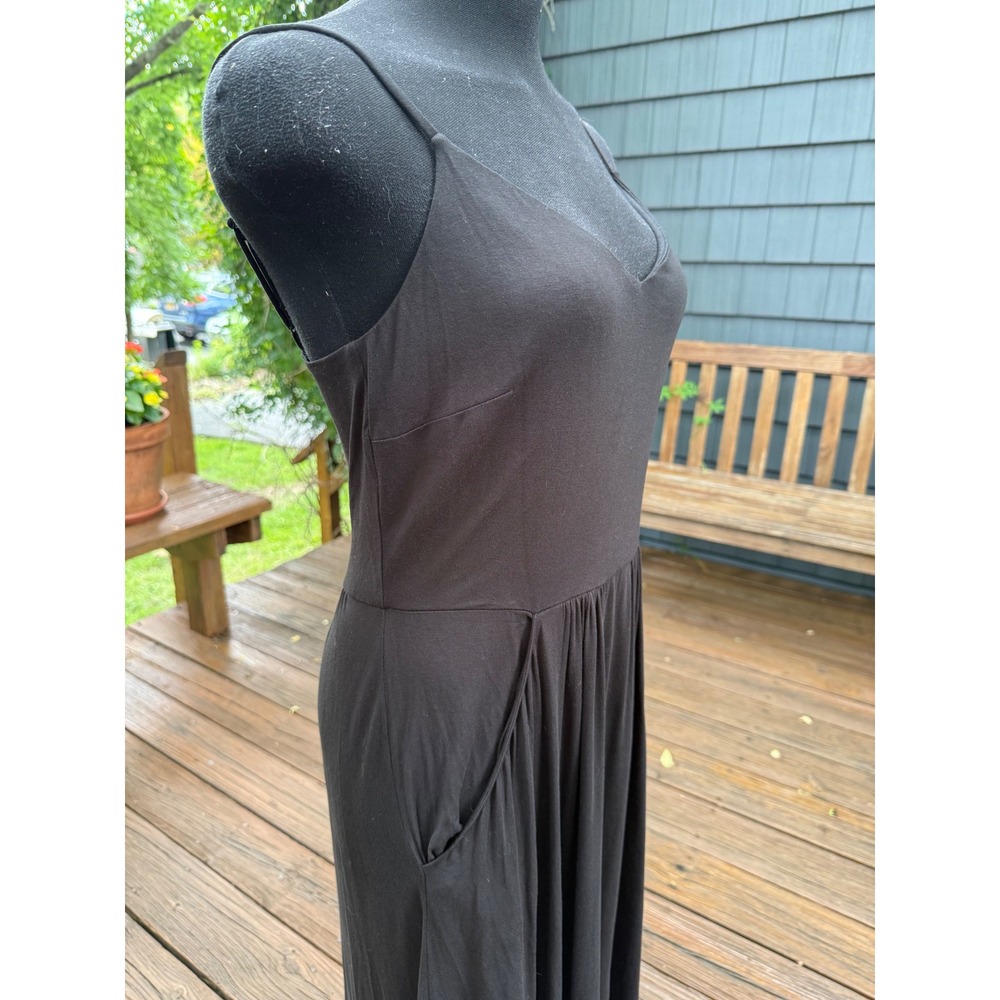 Ann Taylor LOFT Black Midi Dress V-Neck Spaghetti Strap Pockets XS NEW